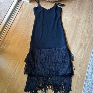 SAYLOR fringe  Tiered Midi Dress